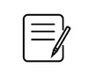Icon of a document with a pen on a white background