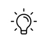 Black line drawing of a stylized lightbulb on a white background