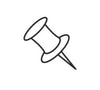 Black pushpin icon on a white background